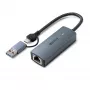 Lindy USB 3.2 Gen 1 to 5G Ethernet Converter, USB 3.2 Gen 2 (3.1 Gen 2) Typ-C, 5000 Mbit/s, Szary, Aluminium, Tworzywo sztuczne, Okrągły kabel, 0,15 m