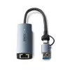 Lindy USB 3.2 Gen 1 to 5G Ethernet Converter, USB 3.2 Gen 2 (3.1 Gen 2) Typ-C, 5000 Mbit/s, Szary, Aluminium, Tworzywo sztuczne, Okrągły kabel, 0,15 m