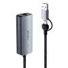 Lindy USB 3.2 Gen 1 to 5G Ethernet Converter, USB 3.2 Gen 2 (3.1 Gen 2) Typ-C, 5000 Mbit/s, Szary, Aluminium, Tworzywo sztuczne, Okrągły kabel, 0,15 m
