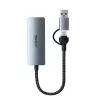 Lindy USB 3.2 Gen 1 to 5G Ethernet Converter, USB 3.2 Gen 2 (3.1 Gen 2) Typ-C, 5000 Mbit/s, Szary, Aluminium, Tworzywo sztuczne, Okrągły kabel, 0,15 m