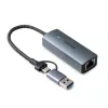 Lindy USB 3.2 Gen 1 to 5G Ethernet Converter, USB 3.2 Gen 2 (3.1 Gen 2) Typ-C, 5000 Mbit/s, Szary, Aluminium, Tworzywo sztuczne, Okrągły kabel, 0,15 m