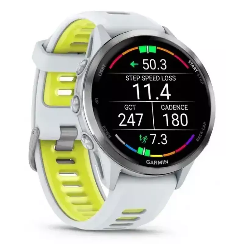 Smartwatch IFIT ICON Forerunner 970 — 1,4 cala (3,56 cm) AMOLED 454×454, GPS, Wi‑Fi, koperta tytanowa, pasek silikonowy (biały/żółty), 56 g
