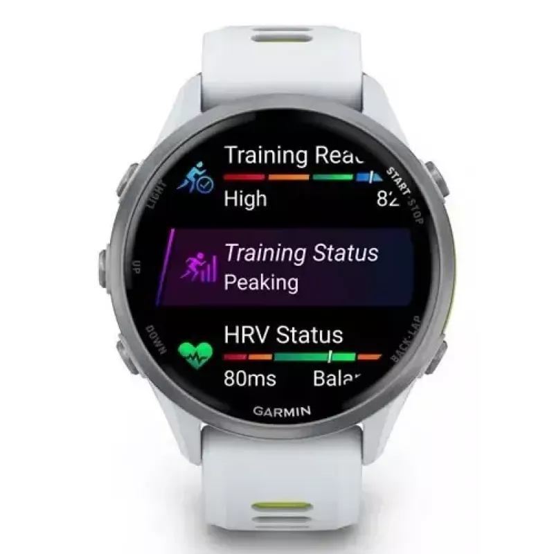 Smartwatch IFIT ICON Forerunner 970 — 1,4 cala (3,56 cm) AMOLED 454×454, GPS, Wi‑Fi, koperta tytanowa, pasek silikonowy (biały/żółty), 56 g