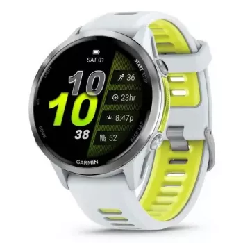 Smartwatch IFIT ICON Forerunner 970 — 1,4 cala (3,56 cm) AMOLED 454×454, GPS, Wi‑Fi, koperta tytanowa, pasek silikonowy (biały/żółty), 56 g