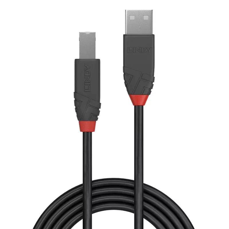 Lindy 0.5m USB 2.0 Typ A na B Kabel, Anthra Line