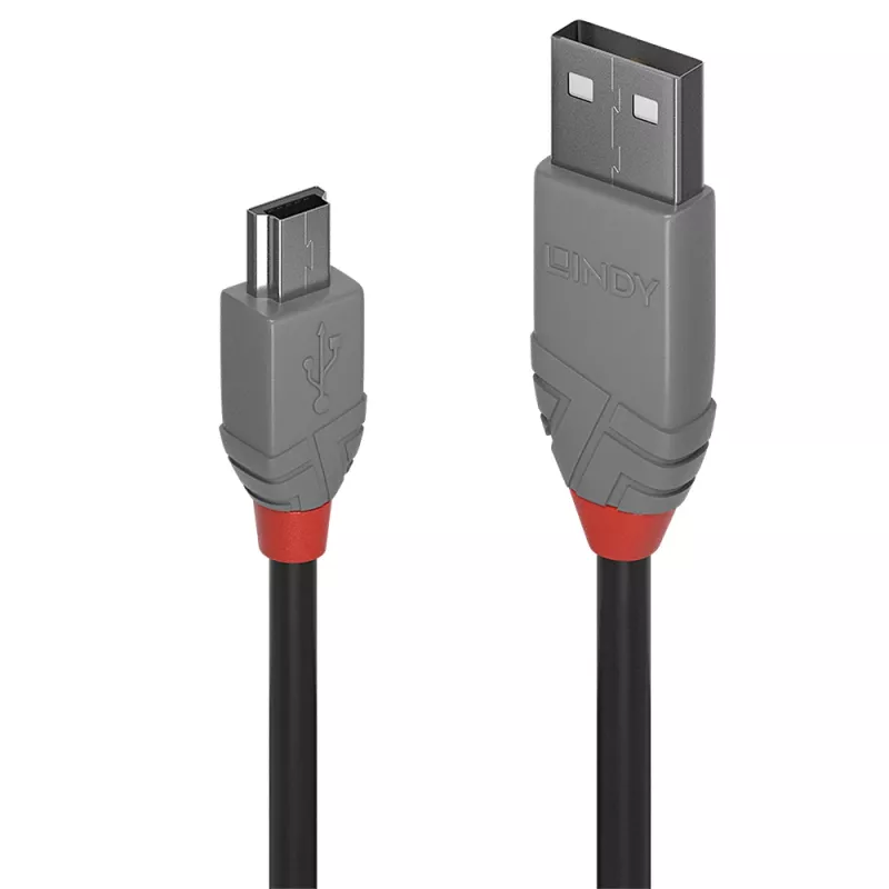 Lindy 0.5m USB 2.0 Type A do Mini-B kabel, Anthra Line