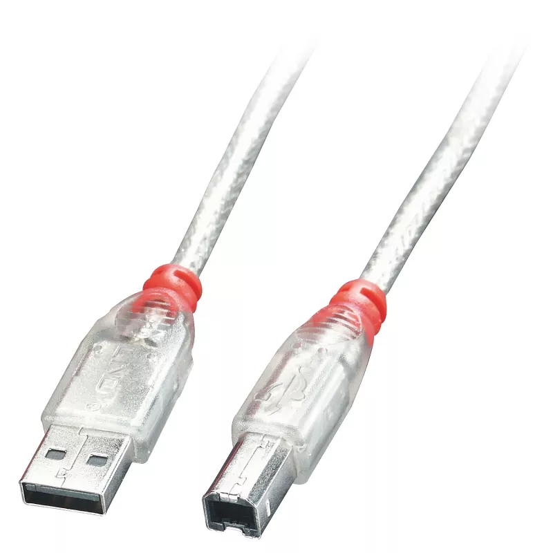 Lindy 2m Kabel USB 2.0 Typ A na B, przezroczysty