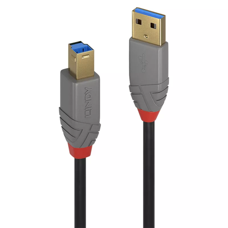 Lindy 5m USB 3.2 Type A to B kabel, 5Gbps, Anthra Line