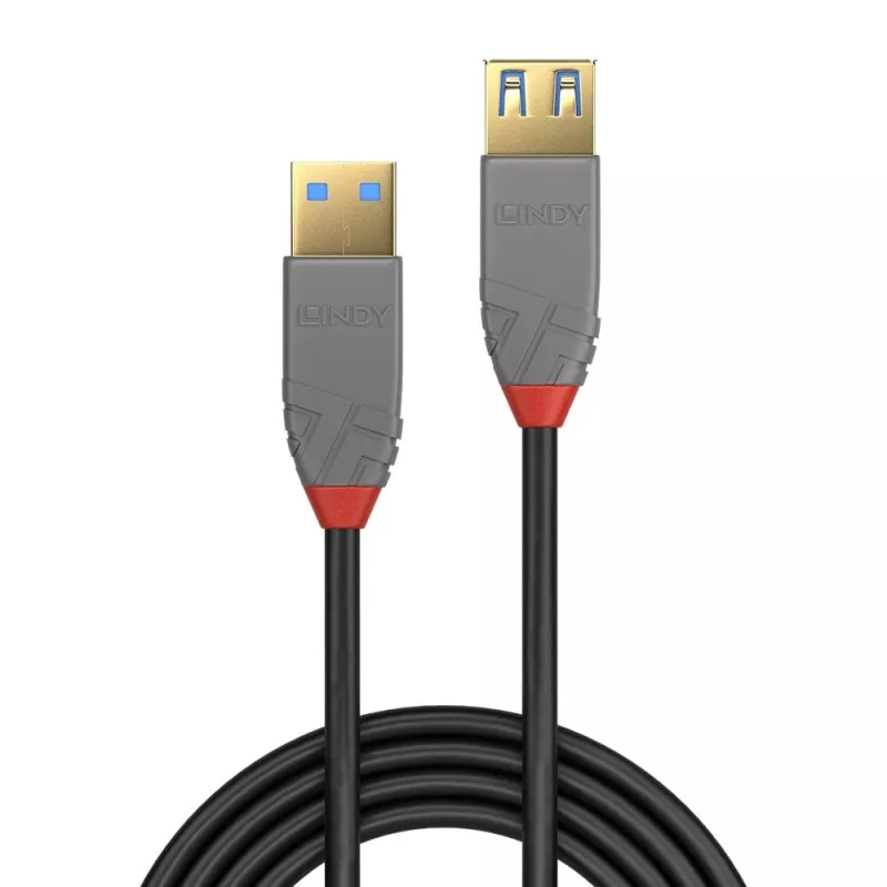 Lindy 1m USB 3.2 Type A Extension kabel, 5Gbps, Anthra Line