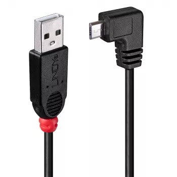Kabel Lindy 1m USB 2.0 - Typ A na Micro-B, kąt prosty 90°