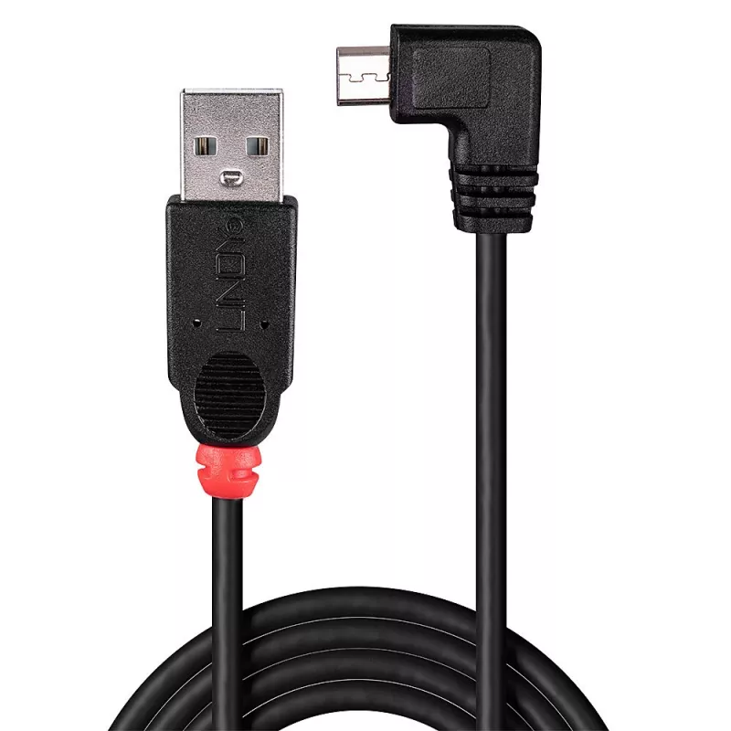 Kabel Lindy 2m USB 2.0 – Typ A na Micro-B, kąt prosty 90 stopni