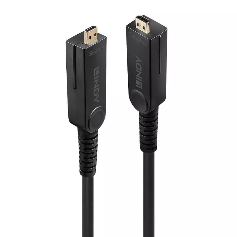 Lindy 100m kabel hybrydowy światłowodowy Micro-HDMI 18G z odłączanymi złączami HDMI i DVI