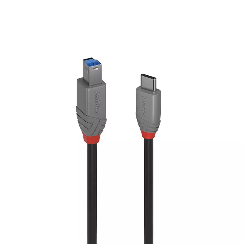 Kabel Lindy 3 m USB 3.2 Typ C na B, Anthra Line