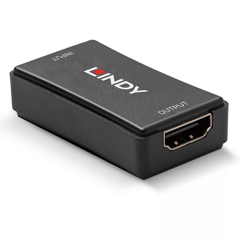 Lindy 50m HDMI 4K30 Repeater, HDCP 2.2, AV receiver, Wired, Czarny, HDCP