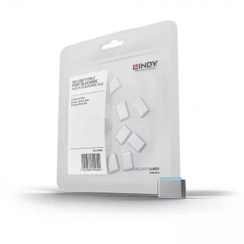 Blokada portu Lindy USB Type C blokady portów bez klucza opakowanie 10 szt. niebieskie