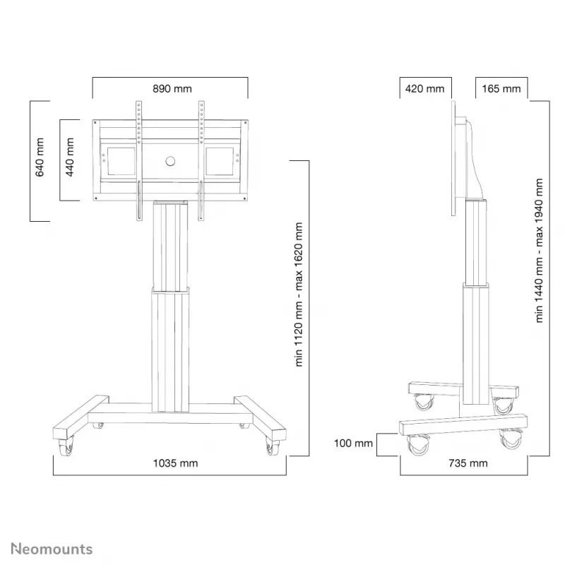 Wózek TV Neomounts PLASMA-M2500SILVER 42-100 cali – zmotoryzowany
