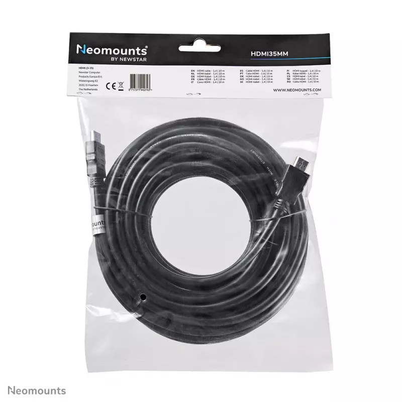 Neomounts HDMI35MM kabel HDMI - 10 metrów, 10 m, HDMI Typ A (Standard), HDMI Typ A (Standard), 10,2 Gbit/s, Czarny