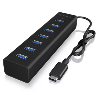 ICY BOX IB-HUB1700-C3 USB 3.2 Gen 1 (3.1 Gen 1) Type-C 5000 Mbit/s Czarny