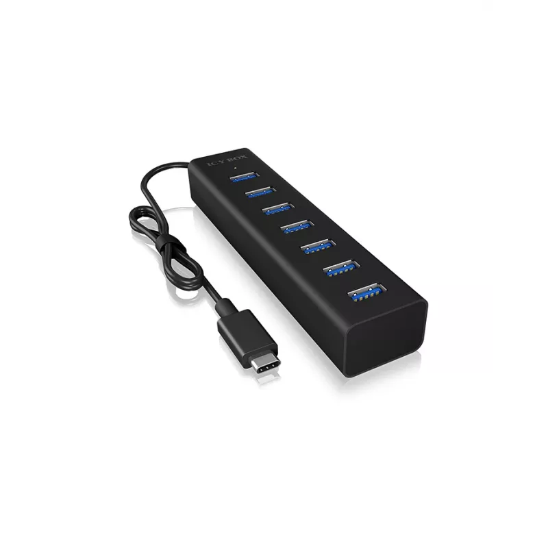 ICY BOX IB-HUB1700-C3 USB 3.2 Gen 1 (3.1 Gen 1) Type-C 5000 Mbit/s Czarny