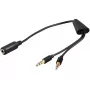 Kabel audio Microconnect AUDAL 0,4 m 2x3,5 mm męski na 3,5 mm żeński czarny
