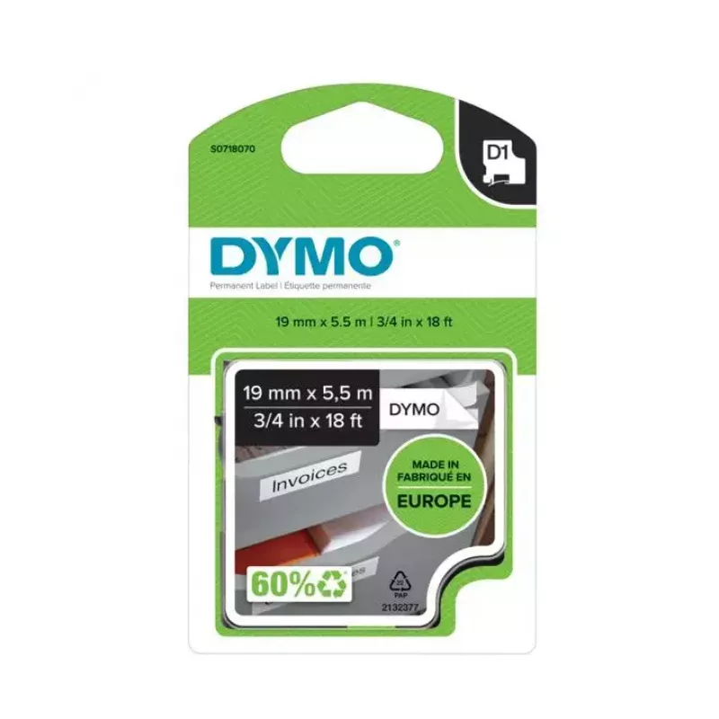 Taśma etykietująca DYMO D1 Durable Czarna na białym 19 mm