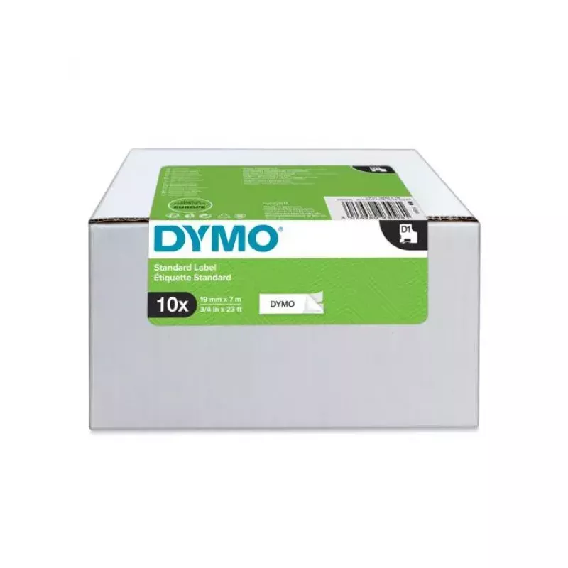 Autentyczne etykiety DYMO D1 | Czarny nadruk na bieli | 19mm x 7m | Etykiety samoprzylepne do drukarek etykiet LabelManager | 10 szt.