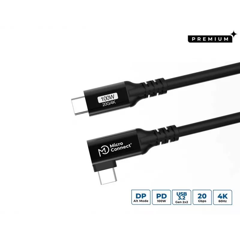 Kabel USB Microconnect USB3.2CC01-A 1m USB C 20 Gbit/s Czarny