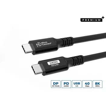 Kabel USB Microconnect USB4CC2-240W 2m USB4 Gen 3x2 40 Gbit/s Czarny