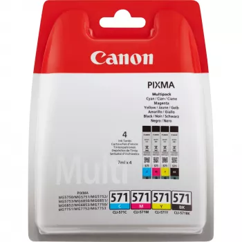 Canon CLI-571 BK/C/M/Y Wkład atramentowy Multi Pack, Czarny, cyjan, magenta, żółty, 4 szt., 349 stron, Multi pack