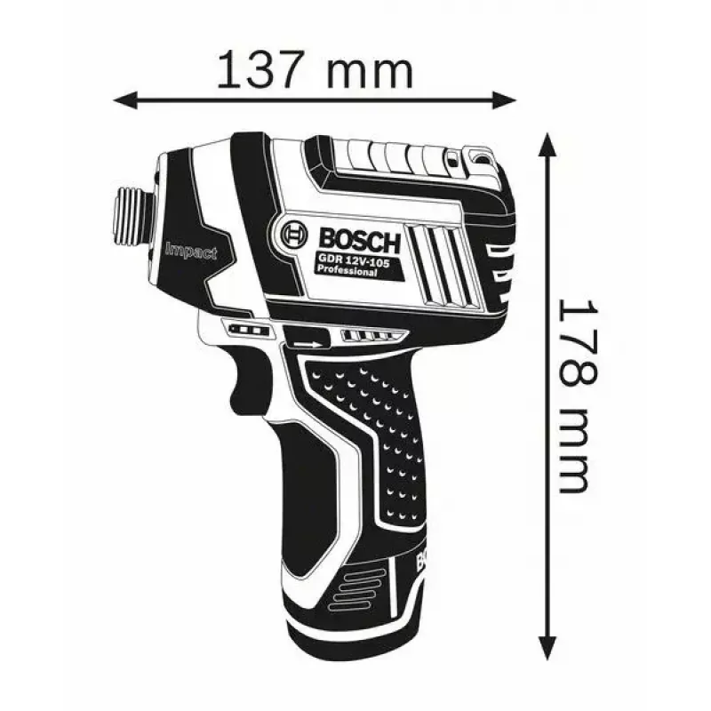Bosch GDR 12V-105 Professional 1/4 cala 2600 obr./min 105 N⋅m Czarny, Niebieski