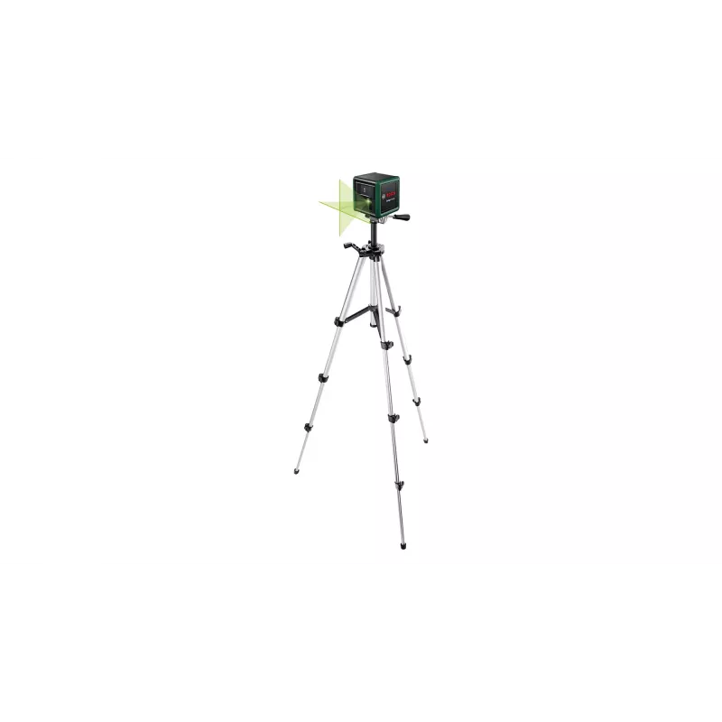 Poziomica laserowa Bosch Quigo zielony ze statywem 1,1 m — kompaktowy zestaw lasera krzyżowego