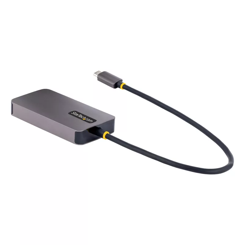 StarTech.com Adapter wideo USB-C, Adapter USB-C do HDMI DVI VGA, Do 4K 60 Hz, Aluminium, Wieloportowy adapter wideo, Zgodny z Thunderbolt 3 / 4, Adapter podróżny USB Type-C