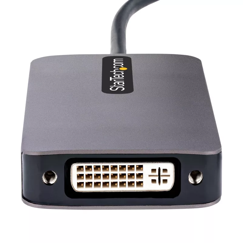StarTech.com Adapter wideo USB-C, Adapter USB-C do HDMI DVI VGA, Do 4K 60 Hz, Aluminium, Wieloportowy adapter wideo, Zgodny z Thunderbolt 3 / 4, Adapter podróżny USB Type-C