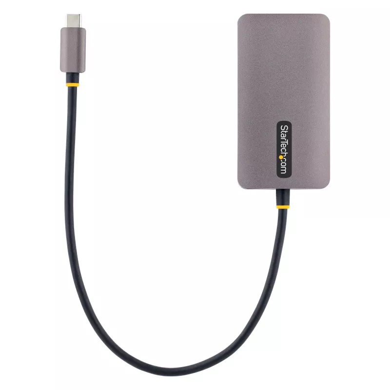 StarTech.com Adapter wideo USB-C, Adapter USB-C do HDMI DVI VGA, Do 4K 60 Hz, Aluminium, Wieloportowy adapter wideo, Zgodny z Thunderbolt 3 / 4, Adapter podróżny USB Type-C