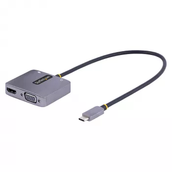 StarTech.com Adapter wideo USB C, adapter wieloportowy USB C na HDMI VGA, audio 3,5 mm, 4K 60 Hz HDR, przesył mocy 100 W PD, zgodny z Thunderbolt 3/4 – podróżny adapter wyświetlacza USB C
