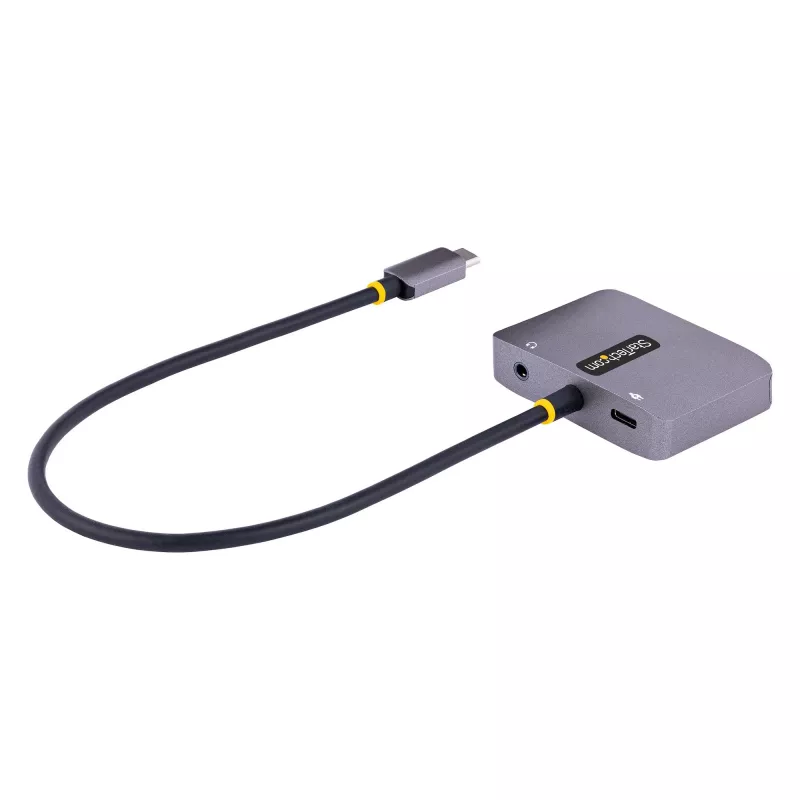 StarTech.com Adapter wideo USB C, adapter wieloportowy USB C na HDMI VGA, audio 3,5 mm, 4K 60 Hz HDR, przesył mocy 100 W PD, zgodny z Thunderbolt 3/4 – podróżny adapter wyświetlacza USB C