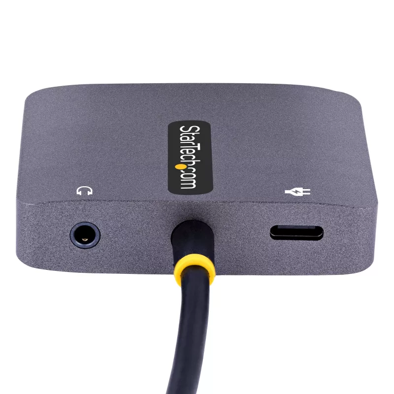 StarTech.com Adapter wideo USB C, adapter wieloportowy USB C na HDMI VGA, audio 3,5 mm, 4K 60 Hz HDR, przesył mocy 100 W PD, zgodny z Thunderbolt 3/4 – podróżny adapter wyświetlacza USB C