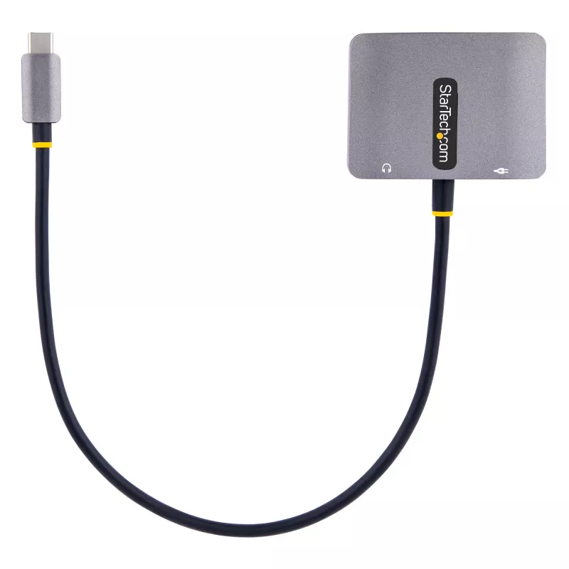 StarTech.com Adapter wideo USB C, adapter wieloportowy USB C na HDMI VGA, audio 3,5 mm, 4K 60 Hz HDR, przesył mocy 100 W PD, zgodny z Thunderbolt 3/4 – podróżny adapter wyświetlacza USB C