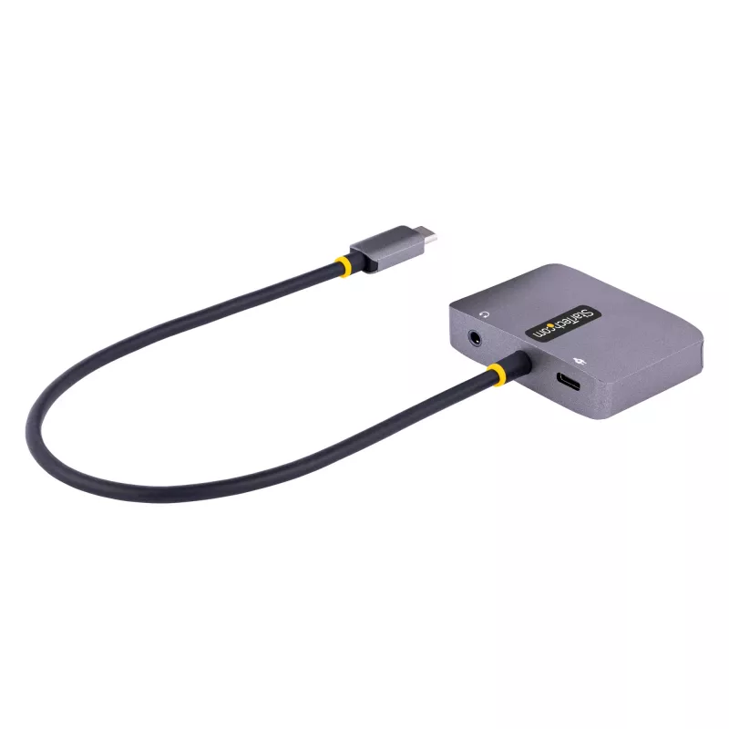 StarTech.com Adapter wideo USB C, adapter wieloportowy USB C na HDMI VGA, audio 3,5 mm, 4K 60 Hz HDR, przesył mocy 100 W PD, zgodny z Thunderbolt 3/4 – podróżny adapter wyświetlacza USB C