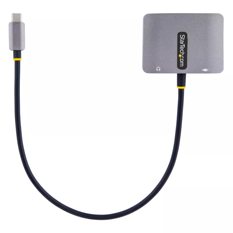 StarTech.com Adapter wideo USB C, adapter wieloportowy USB C na HDMI VGA, audio 3,5 mm, 4K 60 Hz HDR, przesył mocy 100 W PD, zgodny z Thunderbolt 3/4 – podróżny adapter wyświetlacza USB C