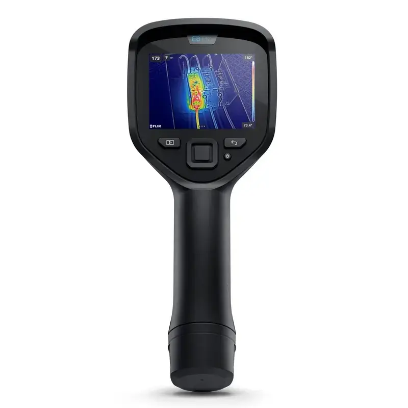 Kamera termowizyjna Flir Systems E8-PRO — 320×240 pikseli, czułość termiczna 40 mK, IFOV 1,8 mRad, wyświetlacz 3,5 cala, obudowa metalowa, czarna