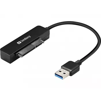 Sandberg USB 3.0 to SATA Link, Czarny, 5 Gbit/s, 20 g, 77 mm, 18 mm, 193 mm
