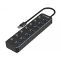 Koncentrator USB Sandberg 7 portów USB 3.0 czarny aluminium