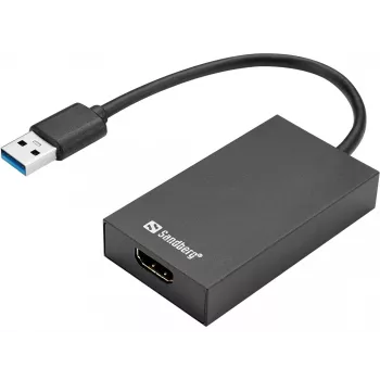 Sandberg USB 3.0 na HDMI Konwerter Czarny Pasywny Konwerter Wideo