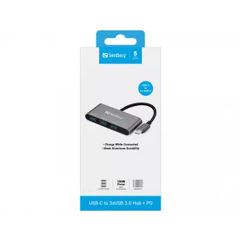 USB-C do 3xUSB 3.0 Hub + PD Sandberg 136-03