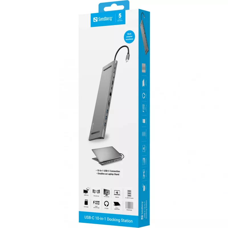 Stacja dokująca Sandberg USB-C 10 w 1