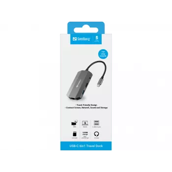 Stacja dokująca USB-C Sandberg 6w1 Travel Dock