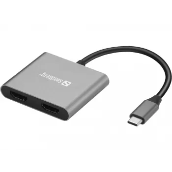 Sandberg USB-C Dock 2xHDMI+USB+PD Maksymalna rozdzielczość 3840x2160