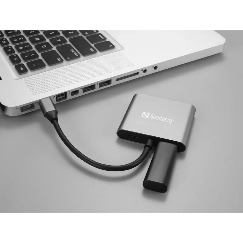 Sandberg USB-C Dock 2xHDMI+USB+PD Maksymalna rozdzielczość 3840x2160