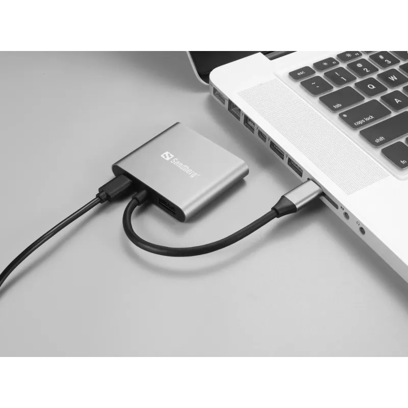 Sandberg USB-C Dock 2xHDMI+USB+PD Maksymalna rozdzielczość 3840x2160